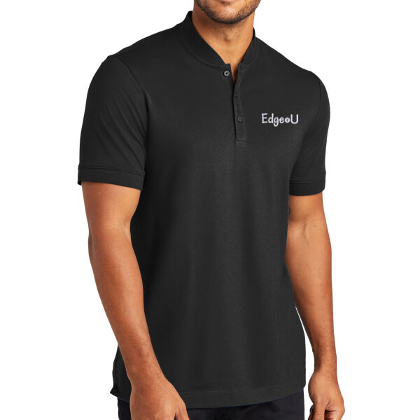 Embroidered Edge U - Stretch Pique Henley Thumbnail