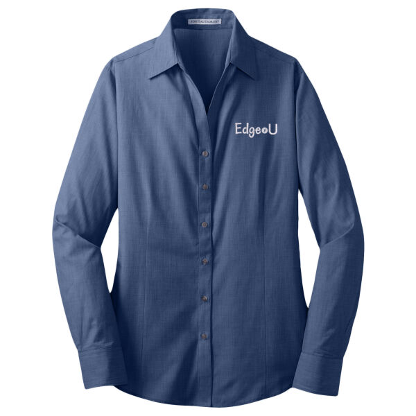 Embroidered Edge U - Ladies Crosshatch Easy Care Shirt Thumbnail