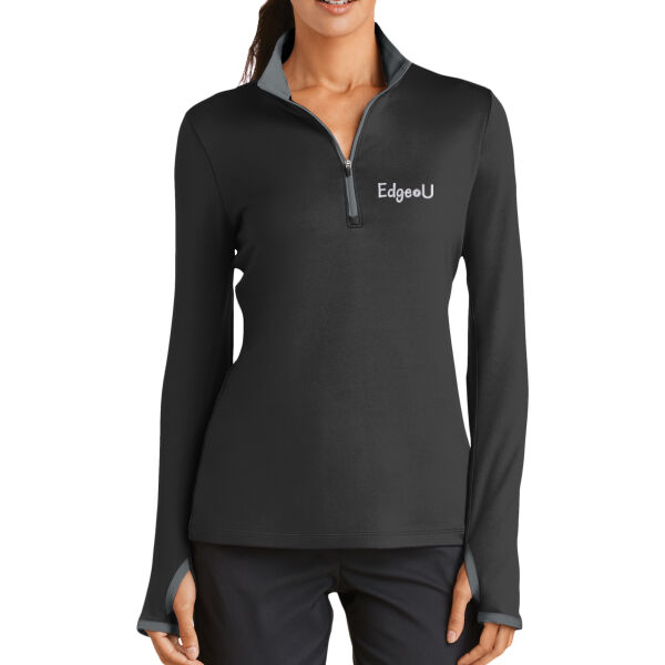 Embroidered Edge U - Ladies Dri FIT Stretch 1/2 Zip Cover Up Thumbnail