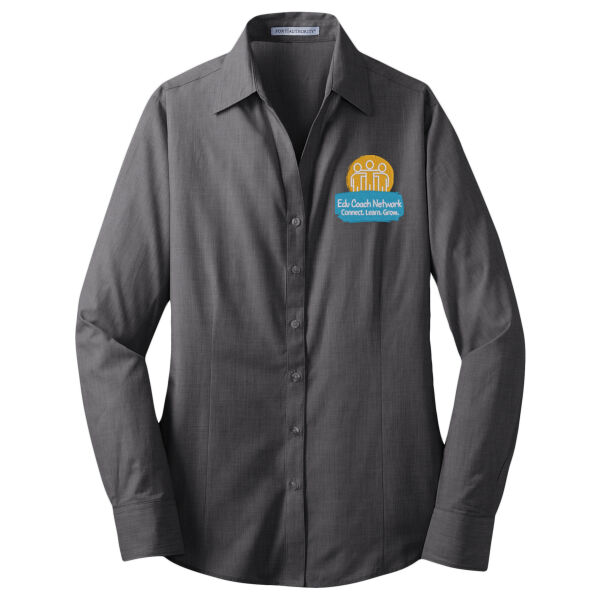 Embroidered Coaches Network - Ladies Crosshatch Easy Care Shirt Thumbnail