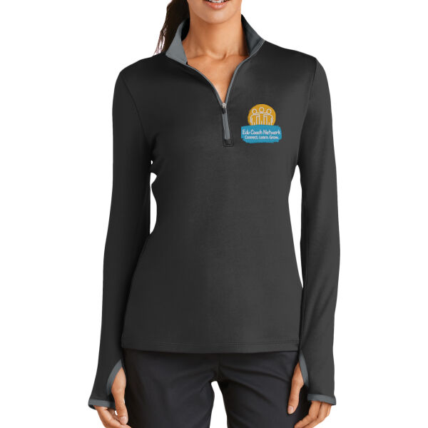 Embroidered Coaches Network - Ladies Dri FIT Stretch 1/2 Zip Cover Up Thumbnail
