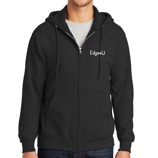 Embroidered EdgeU - Tall Essential Fleece Full Zip Hooded Sweatshirt Thumbnail