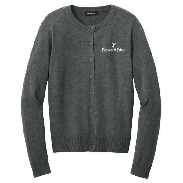 Embroidered Forward Edge - Women's Easy Care Crewneck Cardigan Sweater Thumbnail