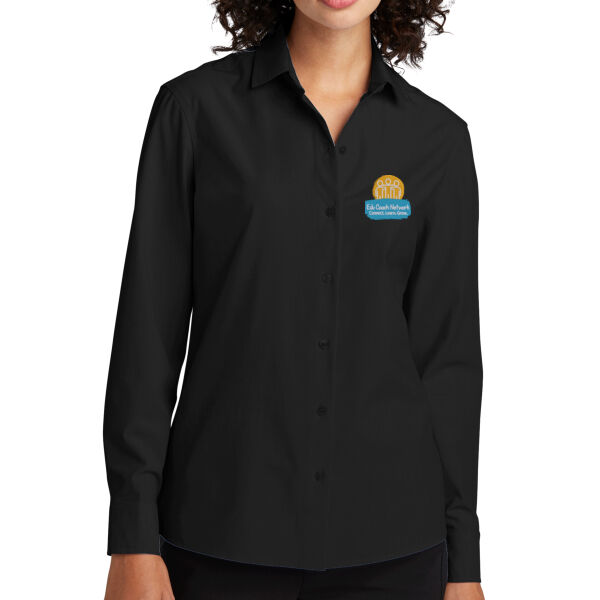 Embroidered Coaches Network - Women's Long Sleeve Stretch Woven Shirt Thumbnail