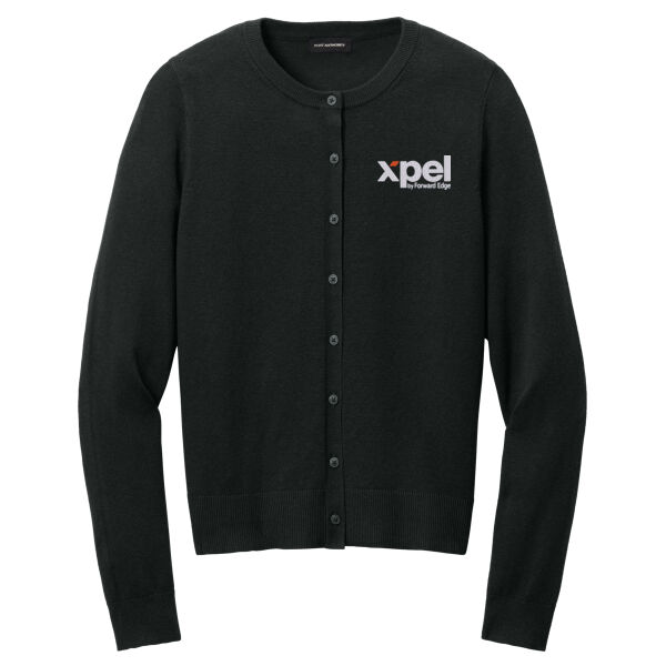Xpel Embroidered - Women's Easy Care Crewneck Cardigan Sweater Thumbnail
